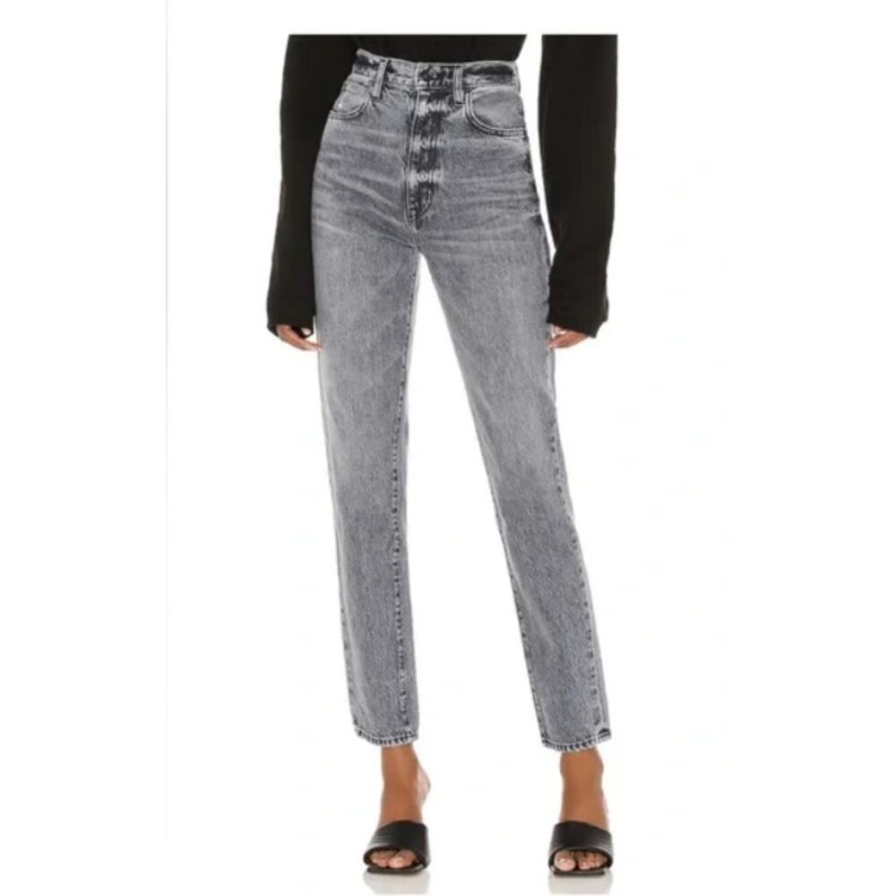 SLVRLAKE High-Waist Grey Denim Wide Leg Jeans